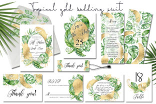 Tropical Gold Wedding Invitation Suit